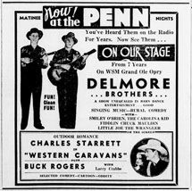 Advertisement Delmore Brothers on WSM Grand Ole Opry