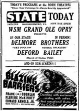 Advertisement Delmore Brothers Deford Bailey