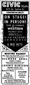 Advertisement Delmore Brothers western hillbilly act