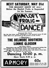 Advertisement Delmore Brothers Hayloft Frolic Dance