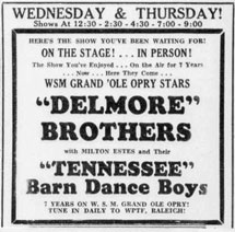 Advertisement Delmore Brothers Barn Dance Boys