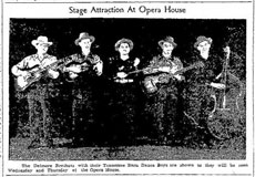 Advertisement Delmore Brothers Barn Dance Boys at Opera House