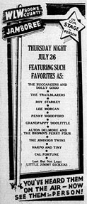 Advertisement Delmore Brothers WLW