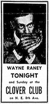 Wayne Raney advertisement Clover Club