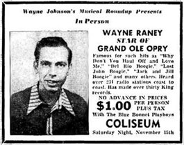 Wayne Raney advertisement Grand Ole Opry